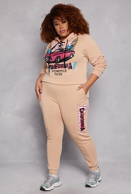 Womens Plus Size Racer California Joggers, Khaki, Size 3X