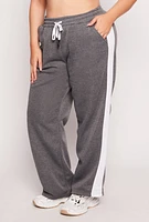 Womens Plus Size Side Stripe Wide Leg Sweatpants, Grey, Size 3X