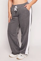 Womens Plus Size Side Stripe Wide Leg Sweatpants, Grey, Size 3X