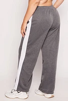 Womens Plus Size Side Stripe Wide Leg Sweatpants, Grey, Size 3X