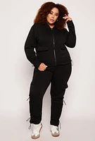 Womens Plus Fleece Cargo Pocket Zip Hoodie,