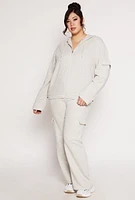 Womens Plus Cargo Pocket Hooded Sweatshirt,