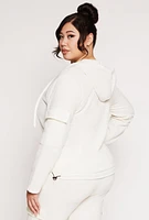 Womens Plus Cargo Pocket Hooded Sweatshirt, White,