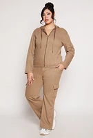 Womens Plus Cargo Pocket Hooded Sweatshirt,