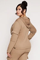 Womens Plus Cargo Pocket Hooded Sweatshirt,