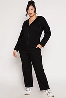 Womens Plus Size Drawstring Cargo Sweatpants, Black, Size 2X