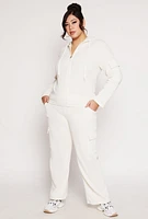 Womens Plus Size Drawstring Cargo Sweatpants, White, Size 2X