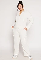 Womens Plus Size Drawstring Cargo Sweatpants, White, Size 3X