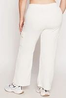 Womens Plus Size Drawstring Cargo Sweatpants, White, Size 2X