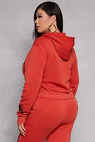 Womens Plus Size Graffiti Print Half Zip Hoodie, Red, Size 2X