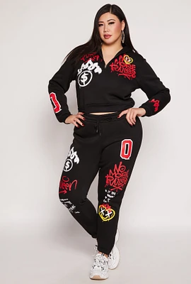 Womens Plus Graffiti Print Sweatpants,