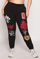 Womens Plus Graffiti Print Sweatpants,