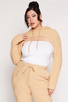 Womens Plus Size Geometric Patterned Shrug Sweatshirt, Beige, Size 3X