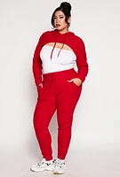 Womens Plus Size Geometric Patterned Joggers, Red, Size 3X