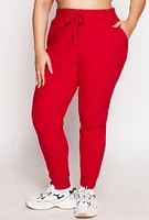 Womens Plus Size Geometric Patterned Joggers, Red, Size 3X