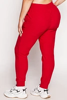 Womens Plus Size Geometric Patterned Joggers, Red, Size 3X