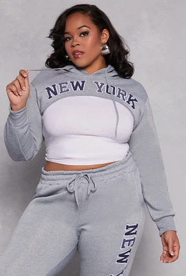 Womens Plus Size New York Bolero Sweatshirt, Grey, Size 1X
