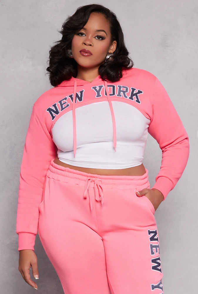 Womens Plus Size New York Bolero Sweatshirt, Pink, Size 2X