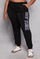 Womens Plus Size New York Embroidered Sweatpants, Black, Size 3X