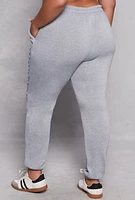 Womens Plus Size New York Embroidered Sweatpants, Grey, Size 1X
