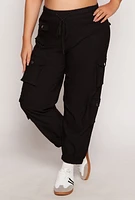 Womens Plus Size High Waisted Cargo Joggers, Black, Size 2X