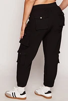 Womens Plus Size High Waisted Cargo Joggers, Black, Size 2X