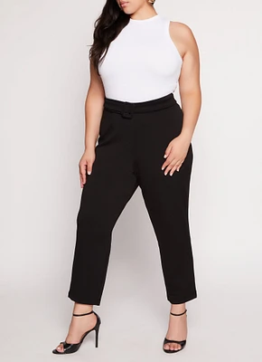 Womens Plus Size Ankle Length Scuba Dress Pants, Black, Size 2X