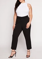 Womens Plus Size Ankle Length Scuba Dress Pants, Black, Size 2X