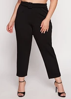 Womens Plus Size Ankle Length Scuba Dress Pants, Black, Size 2X