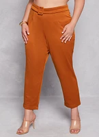 Womens Plus Size Ankle Length Scuba Dress Pants, Brown, Size 3X