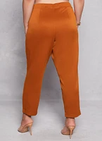 Womens Plus Size Ankle Length Scuba Dress Pants, Brown, Size 3X