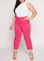 Womens Plus Size Ankle Length Scuba Dress Pants, Pink, Size 3X