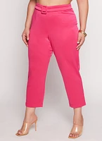 Womens Plus Size Ankle Length Scuba Dress Pants, Pink, Size 3X