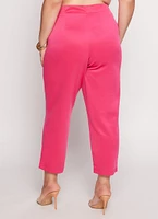 Womens Plus Size Ankle Length Scuba Dress Pants, Pink, Size 3X