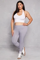 Womens Plus Solid Fleece Leggings, 1X-2X