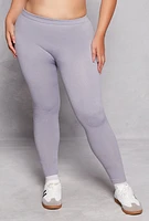 Womens Plus Solid Fleece Leggings, 1X-2X