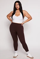 Womens Plus Size Solid Fleece Leggings, Brown, Size 2X-3X