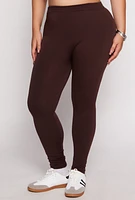 Womens Plus Size Solid Fleece Leggings, Brown, Size 2X-3X