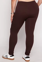 Womens Plus Size Solid Fleece Leggings, Brown, Size 2X-3X