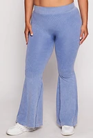 Womens Plus Seamless Ribbed High Waisted Flare Pants, 2X-3X