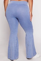 Womens Plus Seamless Ribbed High Waisted Flare Pants, 2X-3X