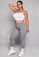 Womens Plus Size Seamless Ribbed High Waist Leggings, Grey, Size 2X-3X