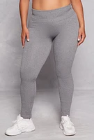 Womens Plus Size Seamless Ribbed High Waist Leggings, Grey, Size 2X-3X