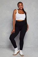 Womens Plus Seamless Cable Knit High Waist Leggings,