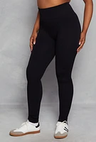 Womens Plus Seamless Cable Knit High Waist Leggings,