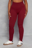 Womens Plus Seamless Cable Knit High Waist Leggings, 1X-2X