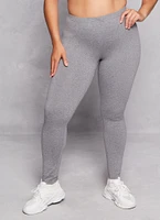 Womens Plus Size Soft Knit Fleece Lined Leggings, Grey, Size 1X