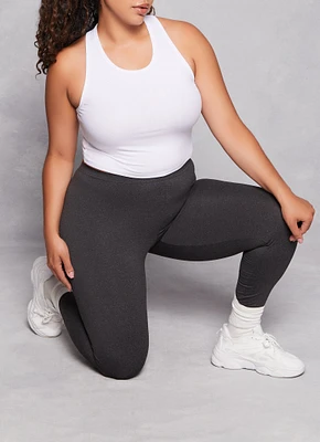 Womens Plus Size Soft Knit Fleece Lined Leggings, Grey, Size 2X