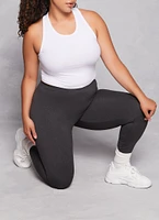 Womens Plus Size Soft Knit Fleece Lined Leggings, Grey, Size 2X