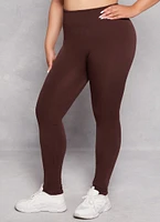 Womens Plus Fleece Textured Waistband Leggings, 1X-2X